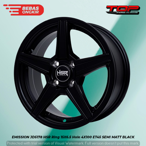 Velg Hitam HSR EMISSION R15 Palang Lima Untuk Brio Vios Freed Mobilio Ring 15