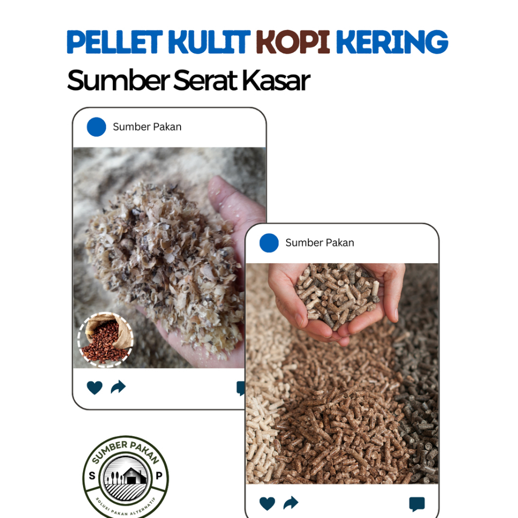 Pellet Pelet Kulit Kopi Kering Sumber Serat Pakan Ternak Sapi Kambing Domba Hewan Ruminisia