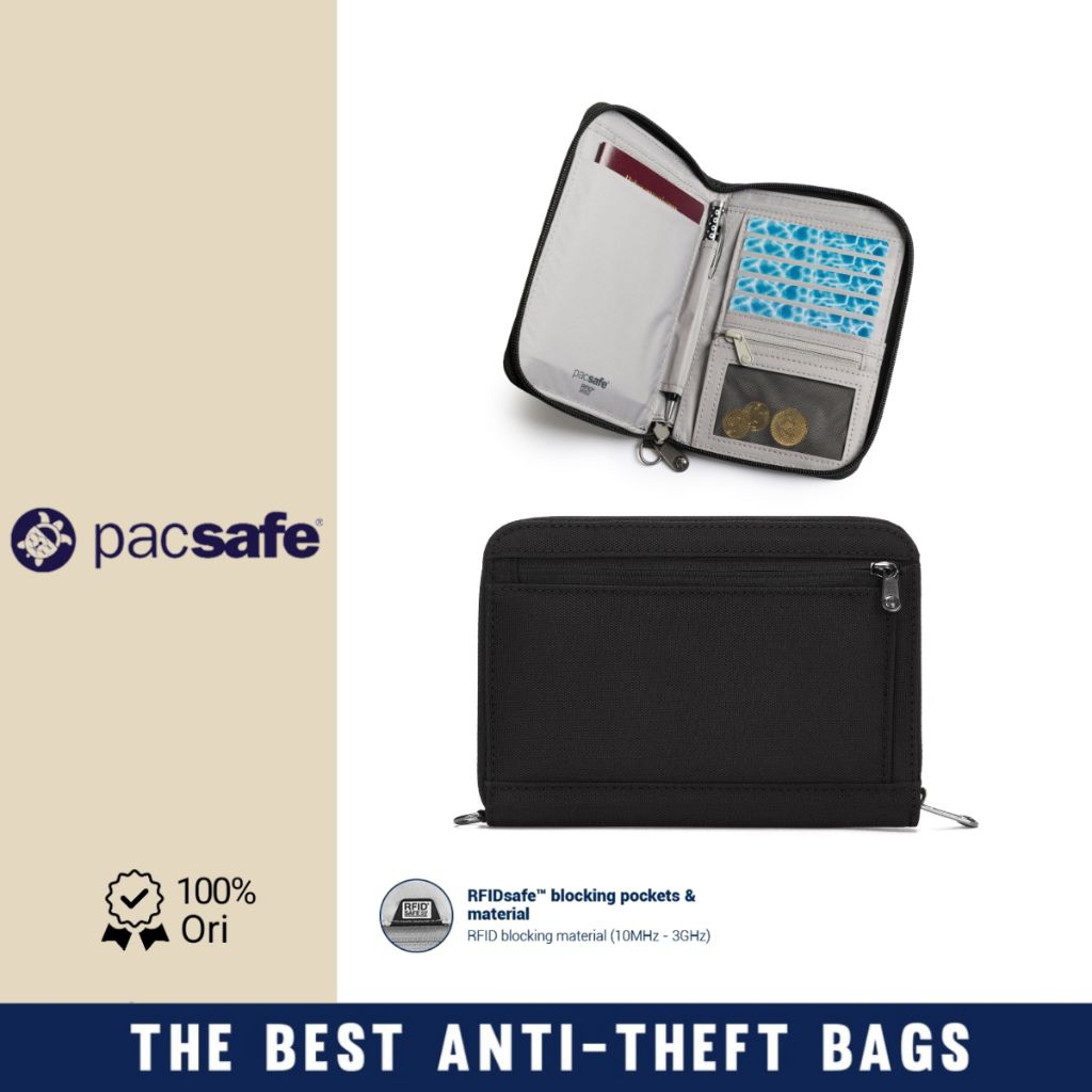 Pacsafe Dompet Passport RFIDsafe Travel organizer Zipper Wallet