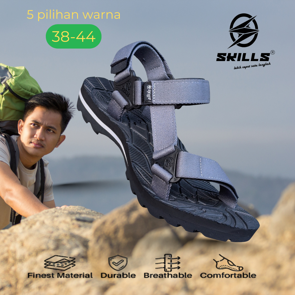 SKILLS MOUNTRACK - SANDAL GUNUNG PRIA ORIGINAL 100 OUTDOOR RINGAN KUAT ASLI