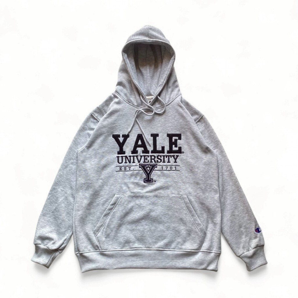 JAKET HOODIE SWEATER CHAMPION YALE UNIVERSITY GREY