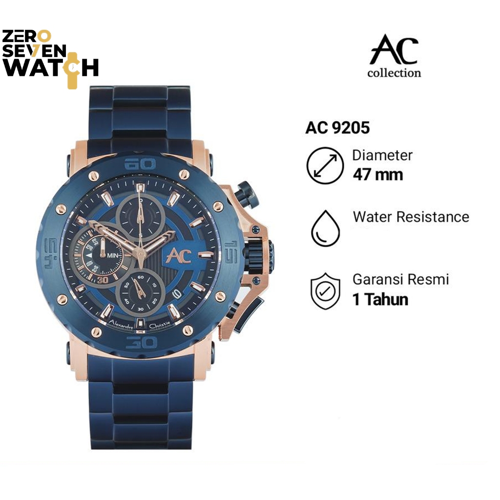 NEW Jam Tangan Pria Alexandre Christie AC 9205 MCBURBU Blue Original Garansi Resmi 1 Tahun