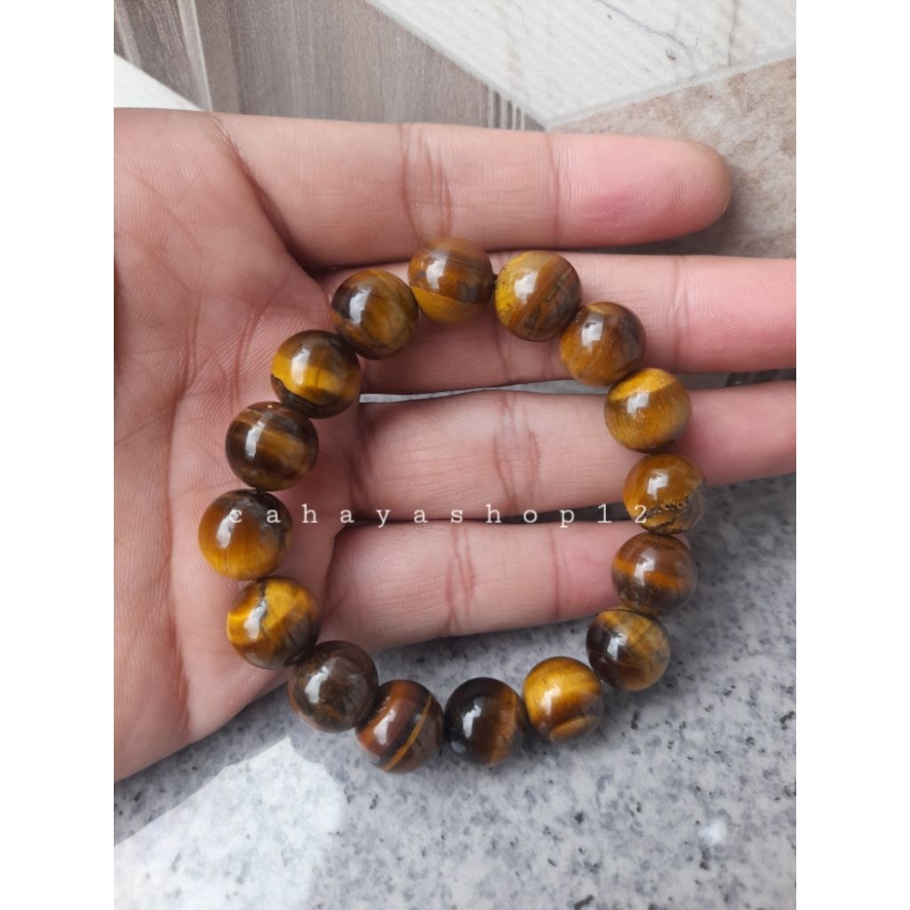 Gelang tiger eye 12mm gelang tiger eye asli gelang tiger eye original gelang tiger eye bracelet