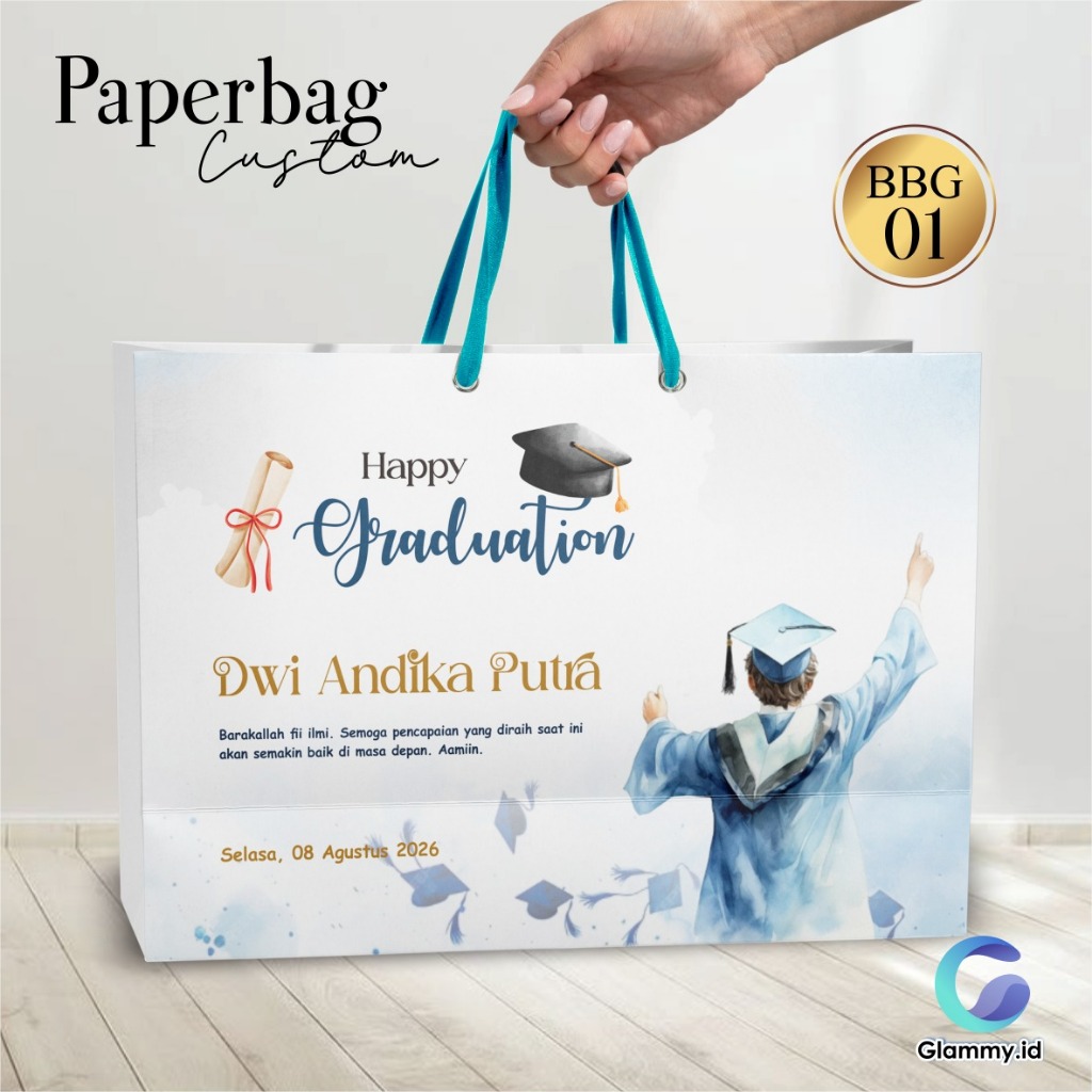 

Tas Kado Wisuda Custom Nama | Paper Bag Graduation Aesthetic | Tas Kado Hadiah | BBG