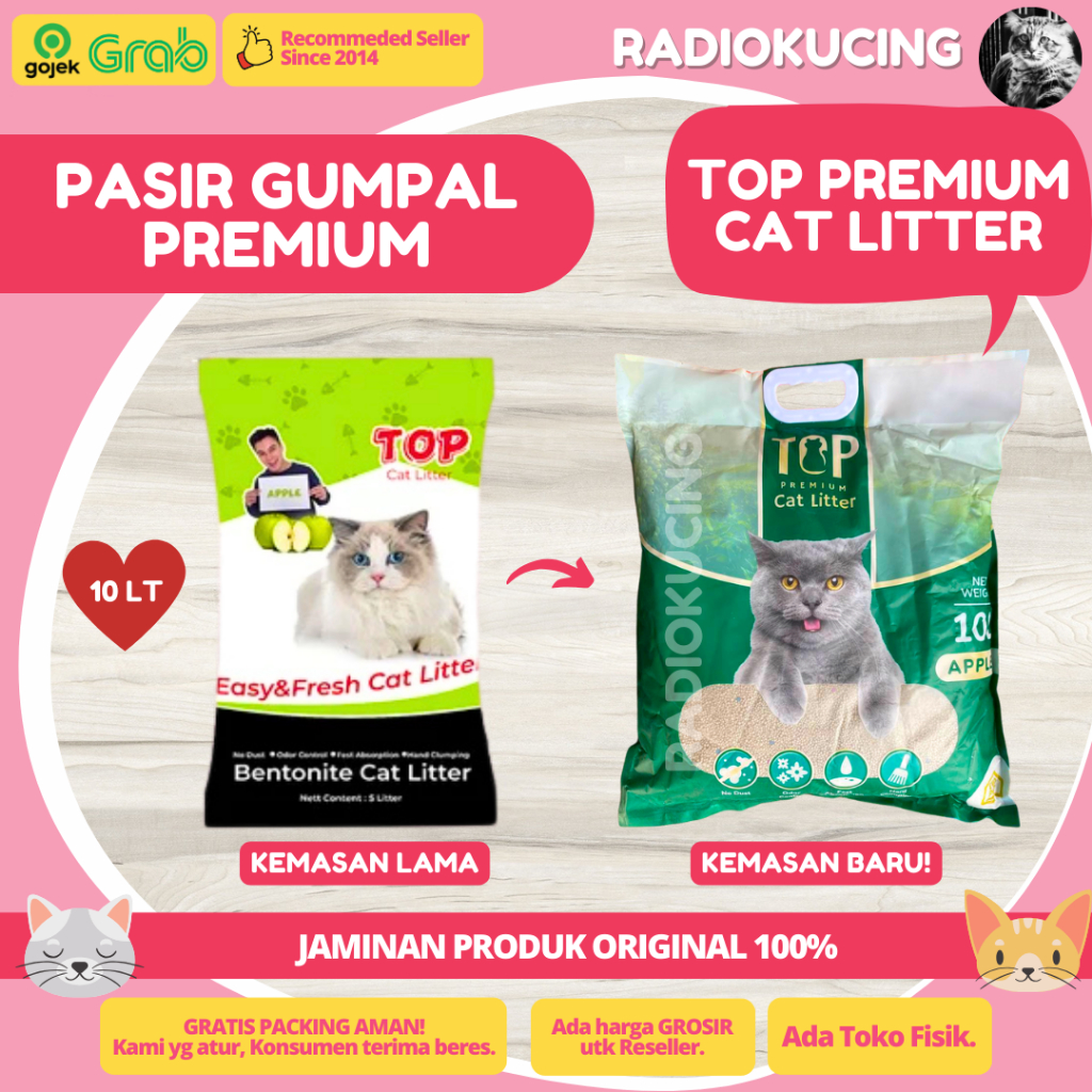 Pasir Kucing Top Litter 10 lt Baim Wong Gumpal Wangi Bentonit [ JUWIES RADIO KUCING ]
