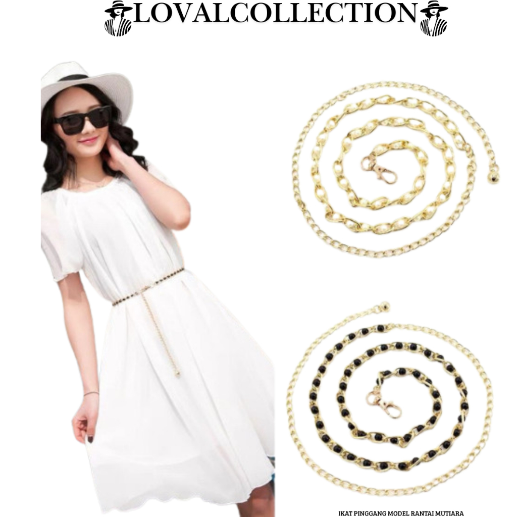 LC IKAT PINGGANG H163 IKAT PINGGANG MODEL RANTAI MUTIARA IMITASI FASHION WANITA BELT