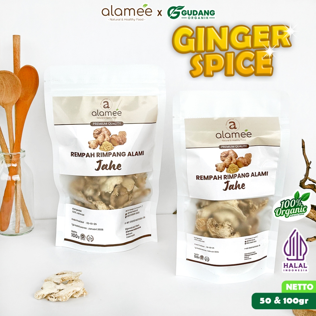 

ALAMEE rimpang jahe aroma segar rempah alami berkhasiat rasa pedas bumbu dapur hangat untuk minuman