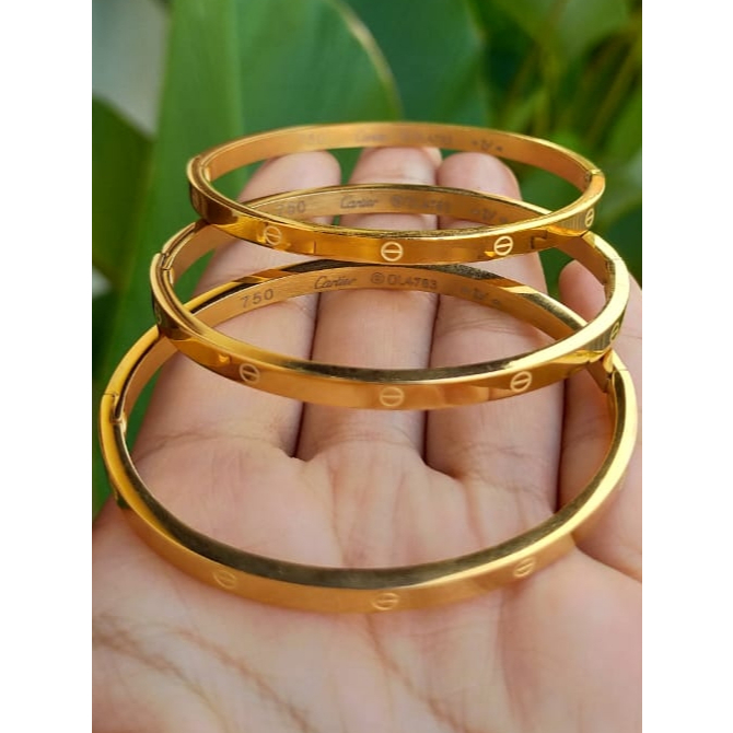 SagitaSilver - Gelang Cartier Titanium - Lebar 0,4ml - Gelang Titanium Bangle Anti Karat / Titanium 