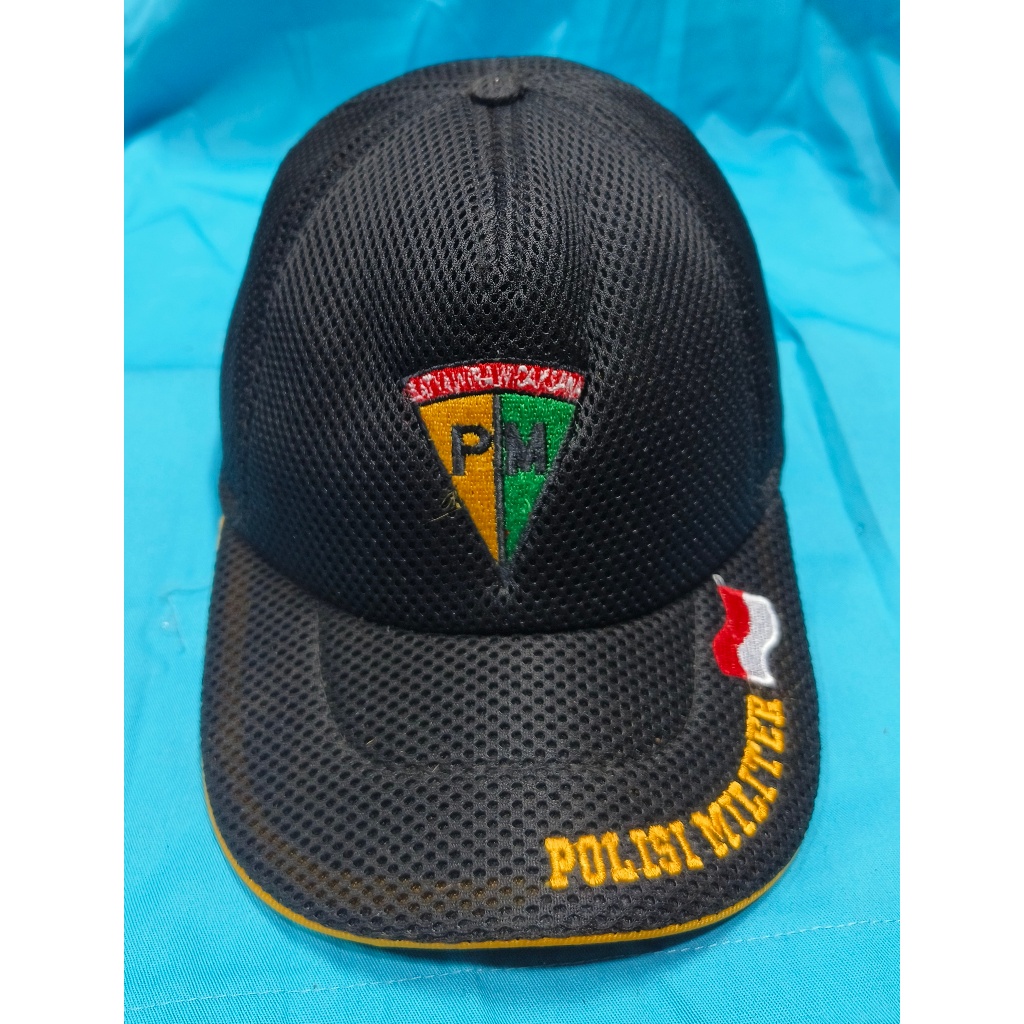 Topi Jaring Polis* Militer (Hitam) - Topi PM - Topi Jaring Police Militer - Topi PM