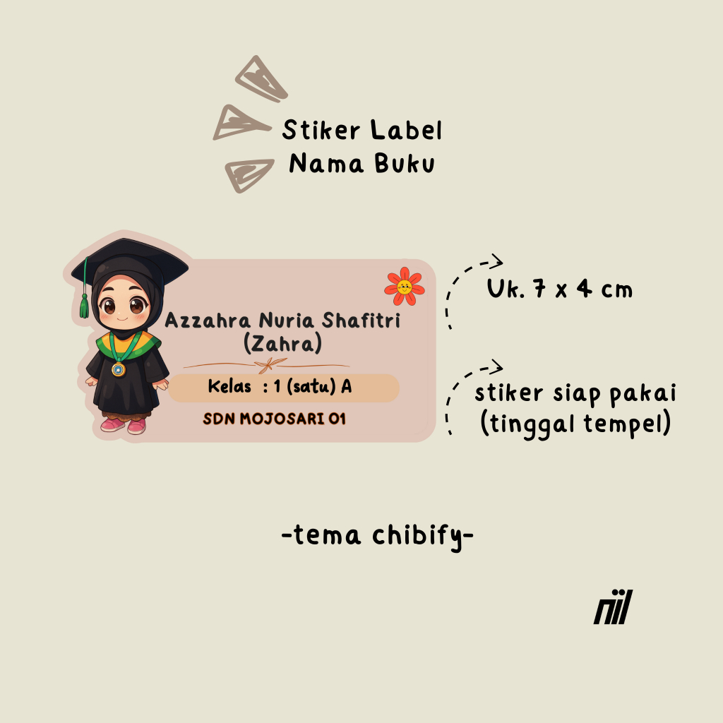 

Stiker Label Nama Buku | Stiker | Label Nama | Buku Sekolah | Custom | Tema Chibify