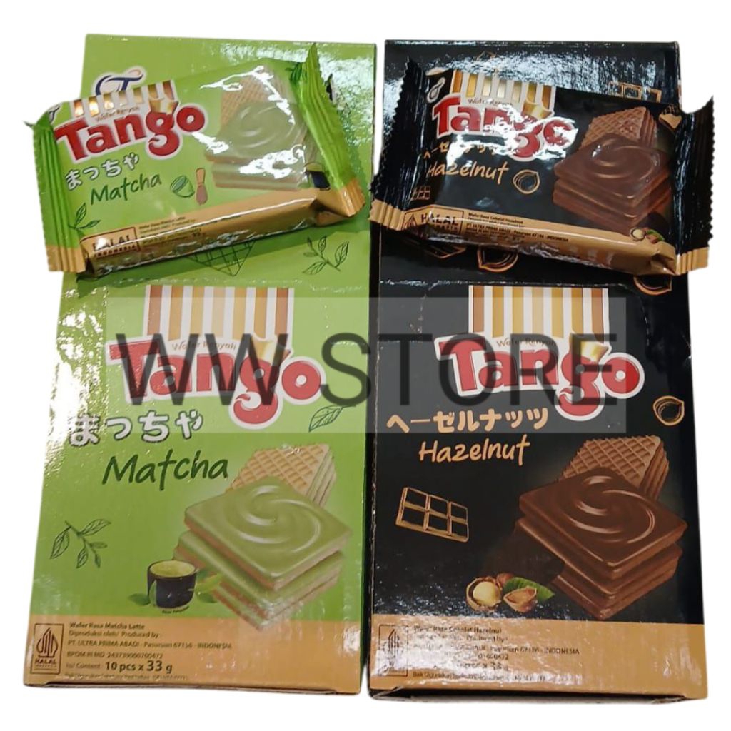 

Wafer Renyah rasa coklat cokelat hazelnut macha latte halal MUI Tango Matcha Hazelnut 10pcs x 33g