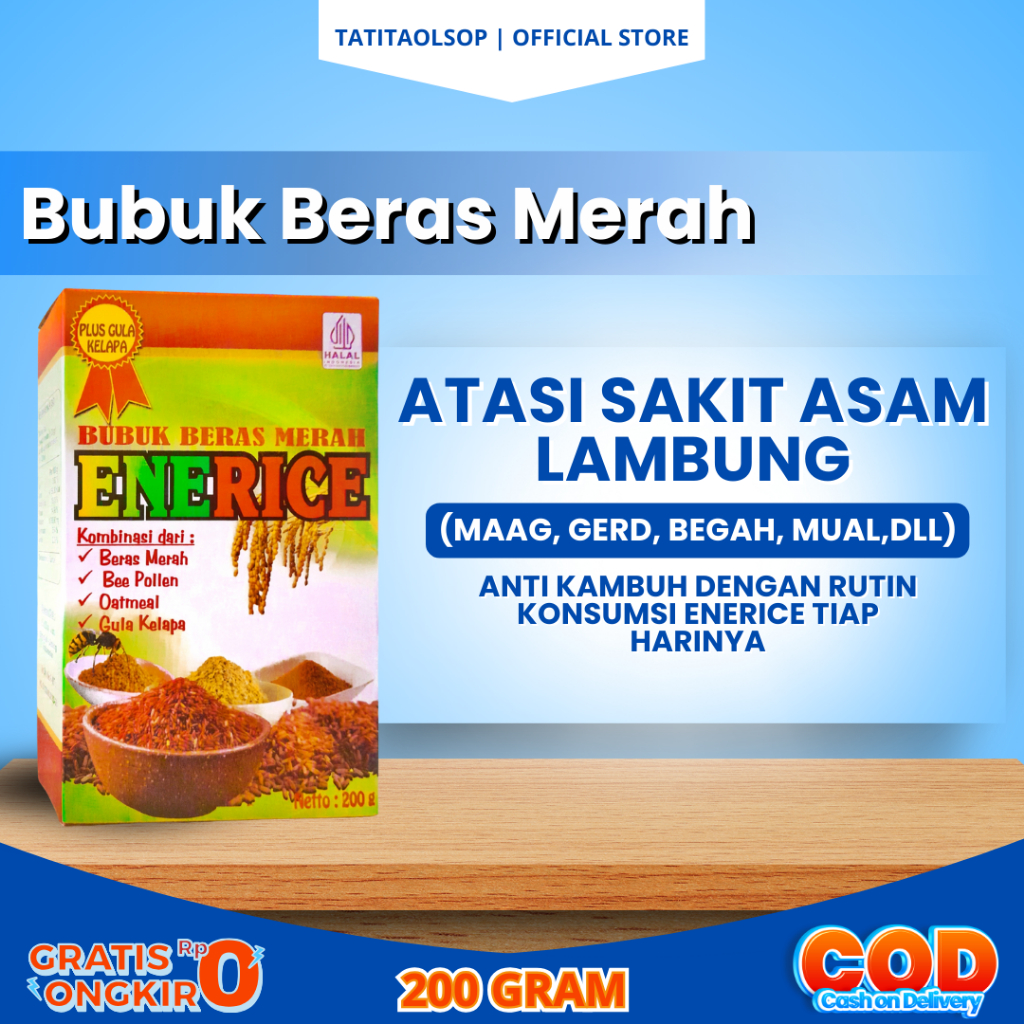 

Enerice untuk Maag Asam Lambung Gerd || Bubuk beras merah plus bee pollen
