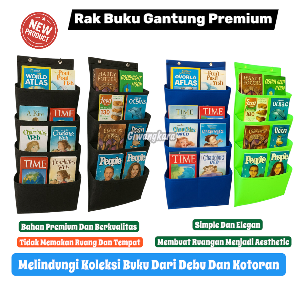 Rak Buku / Majalah Gantung Hemat Tempat Dan Aesthetic Banyak Pilihan Warna
