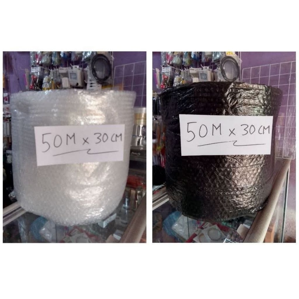 

Bubble Wrap Hitam/Putih | Bubble Wrap Roll 50 Meter 50M x 30Cm