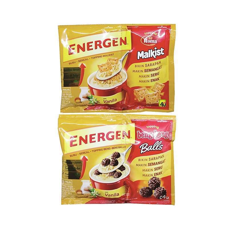 

Energen Sereal Susu Dengan Topping - Netto 47 gr x 10 bks