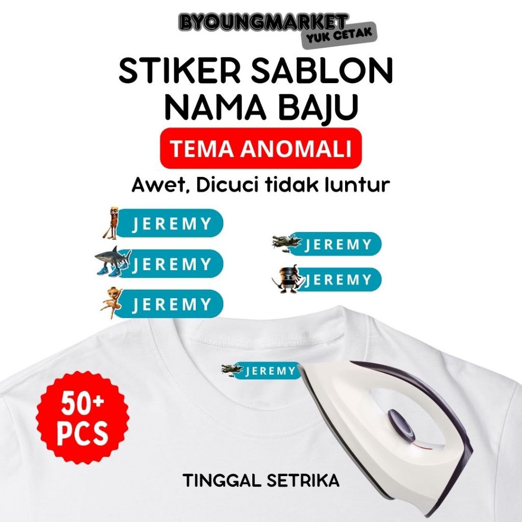 

Stiker Sablon Label Nama Baju Stiker Custom Nama Label Printing Kain / Kaos Sablon Setrika Tema Anomali Lucu Gratis