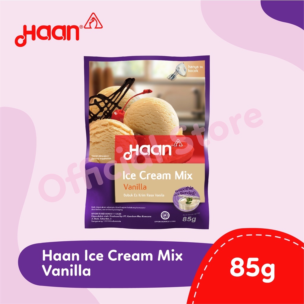

[oddsolshop] pekanbaru/Haan Ice Cream Mix Vanilla 85GR Bubuk Es Krim Rasa Vanila Saset