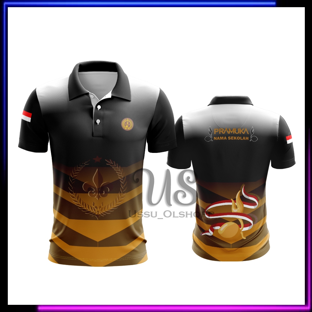 Baju Pramuka / Kaos Polo Pramuka Pembina Lengan Panjang Pendek Custom Nama