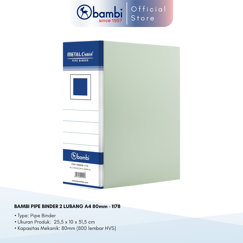 

Bambi Pipe Binder A4 JUMBO SIZE 80 mm With Full Spine 4 Colour Labels 1178