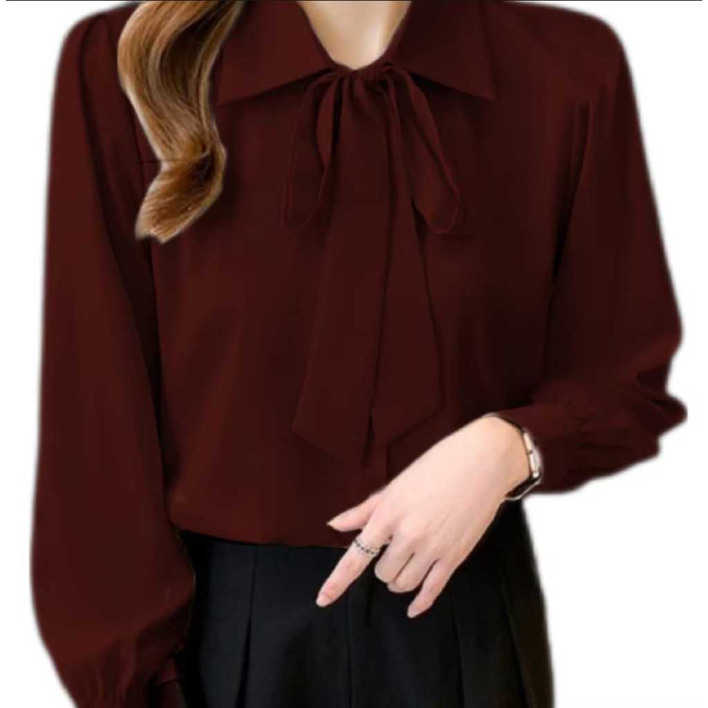 Kemeja Wanita Style Korea / Kemeja Wanita Polos Tali Pita / Kemeja Wanita Ootd