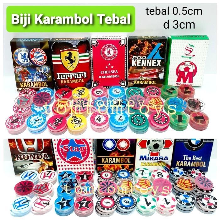 Biji Karambol Super Diameter Besar / Jumbo Motif| koin krambol 2 lapis tebal 5 mm  | 1 set buah kera