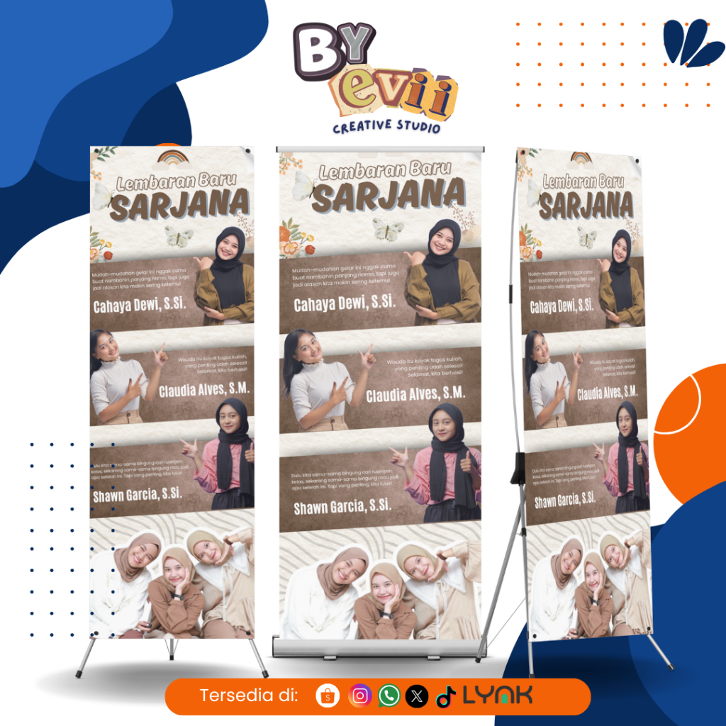 BANNER WISUDA MURAH EARTH TONE | DESAIN BANNER SIDANG KEKINIAN | X BANNER | BANNER SEMHAS
