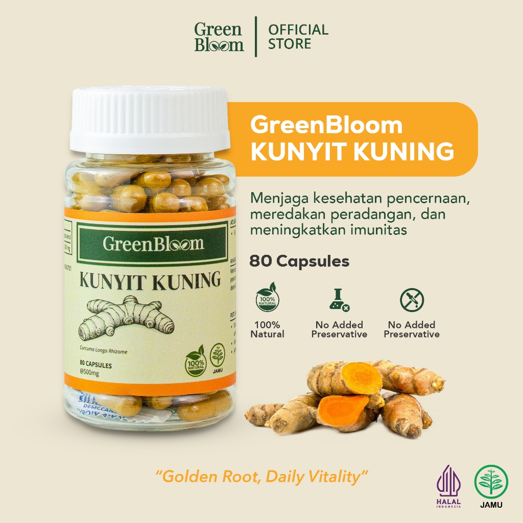 

F_daybose - GreenBloom Kunyit Kuning Herbal Anti Inflamasi Maag Pencernaan Imunitas