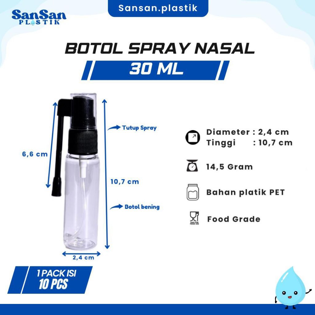Botol Spray Nasal 30ml Bening / Botol Spray Hidung 30 Ml / NASAL STICK