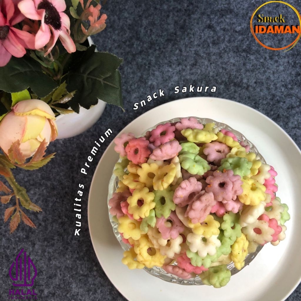 

Snack Sakura Kembang Gurih Asin 300g Cemilan Harga Glosir Gram/Kg