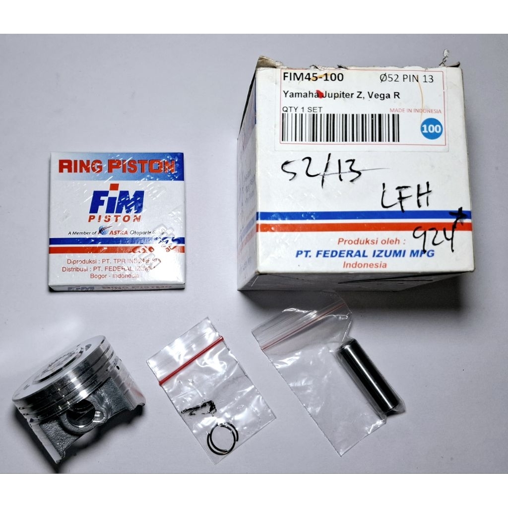 Piston kit /Seher Fim jupiter z,vega r ukuran 52 pen 13