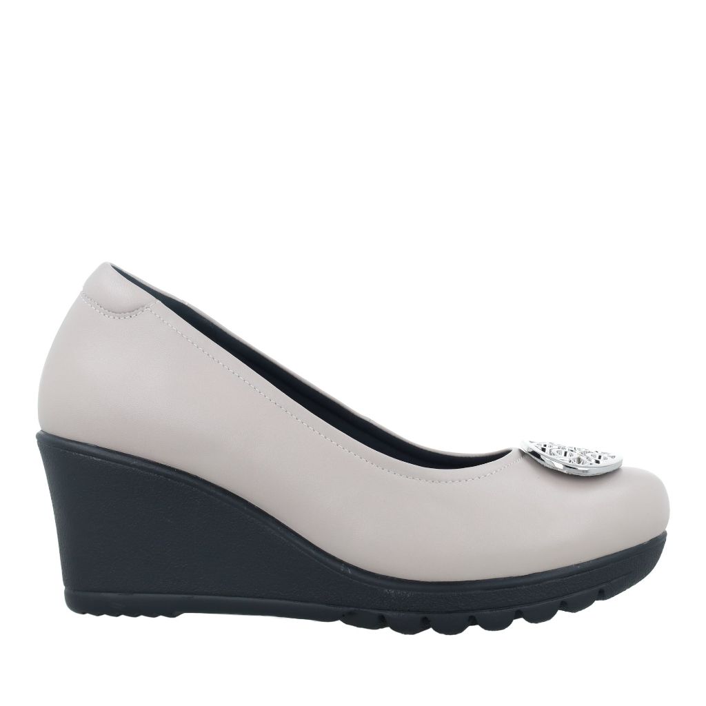 Bocorocco D. Bologna 199 Selenite - Sepatu Wedges hak 7cm Kulit Asli