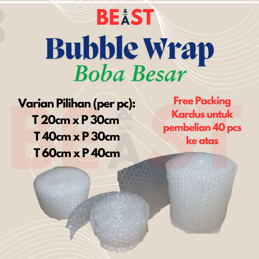 

BUBBLE WRAP BOBA BESAR PACKING PAKET BUNGKUS PLASTIK AMAN KUAT TEBAL