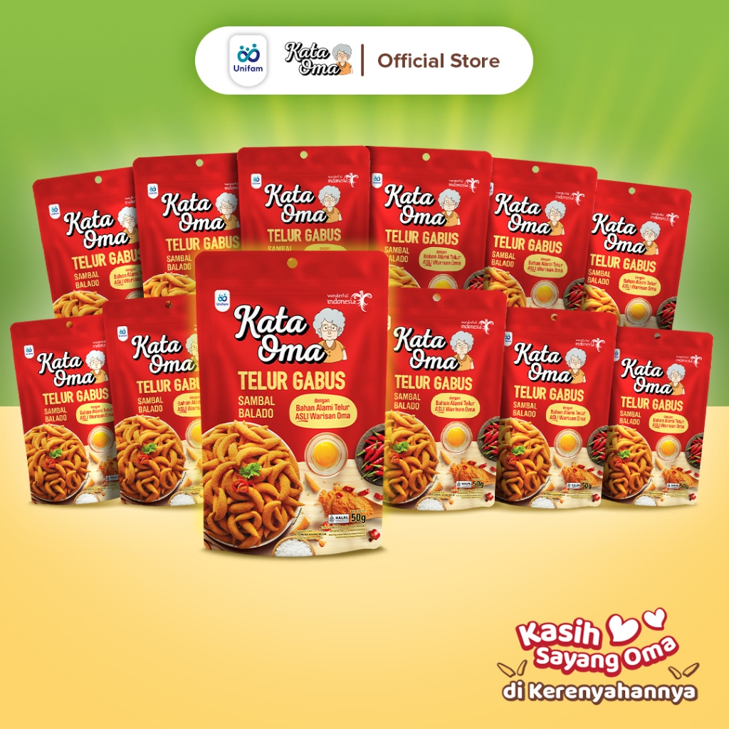 

Paket Isi 12 Kata Oma Telur Gabus Rasa Sambal Balado 50 Gr