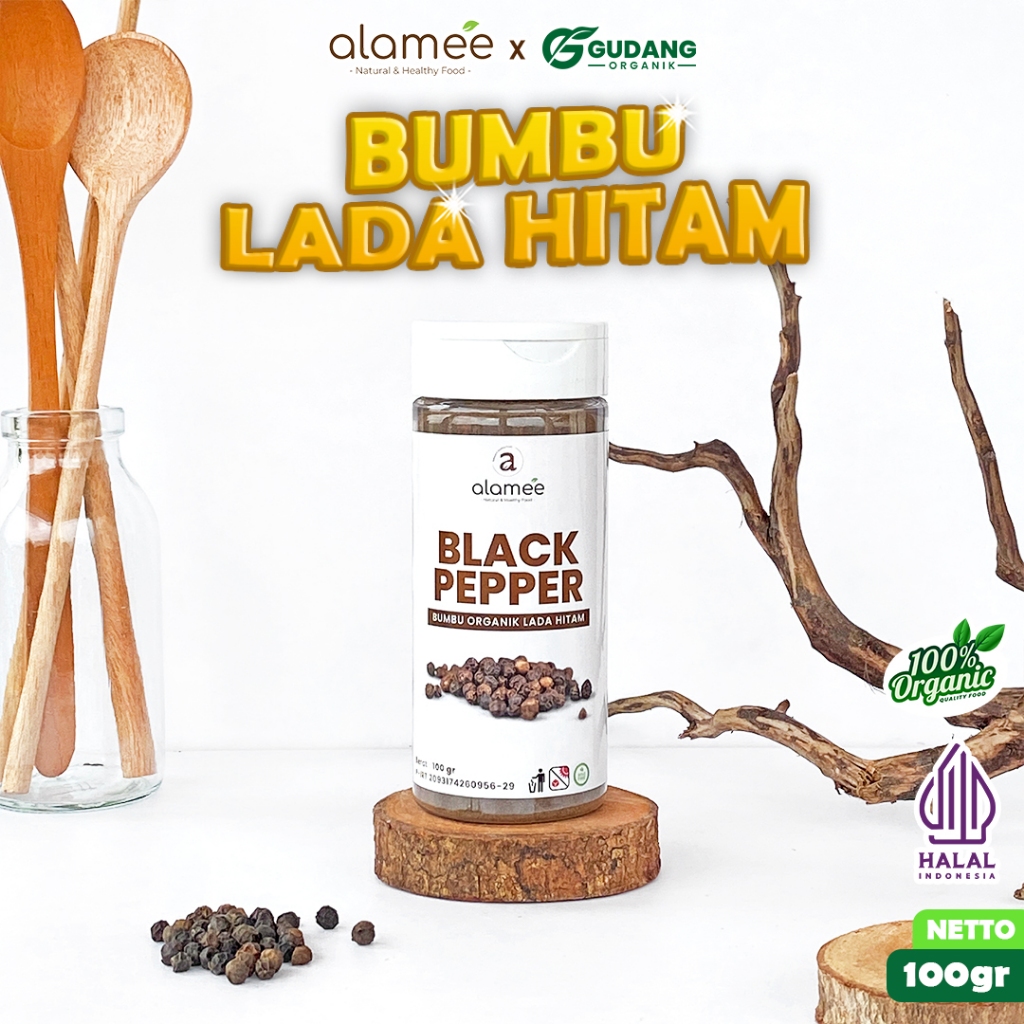 

alamee bumbu organik lada hitam tabur menawarkan rasa pedas dan aroma aromatik sebagai pilihan sehat