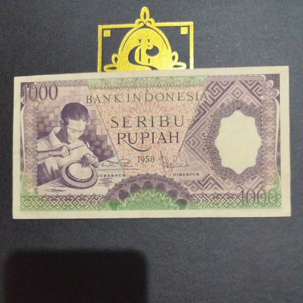 uang kuno 1000 pekerja coklat 1958 ekonomis