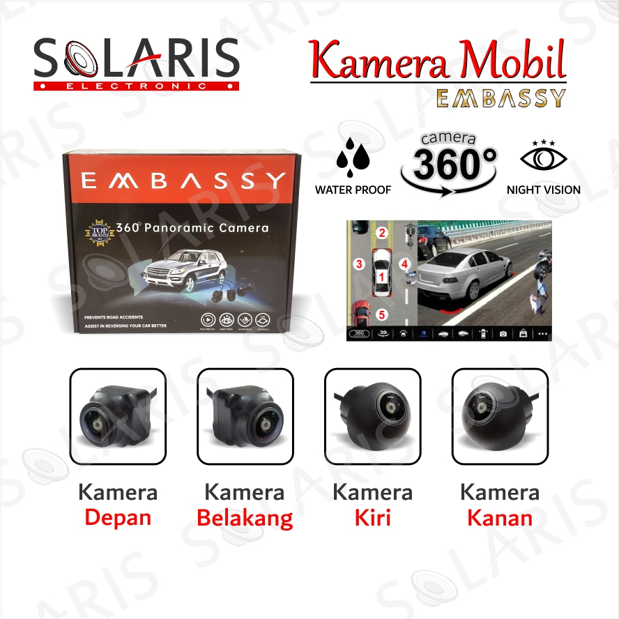 Kamera Mobil 360 EMBASSY Universal DVR 360 Panoramic Camera Waterproof Kamera Parkir Mobil 360 1080p