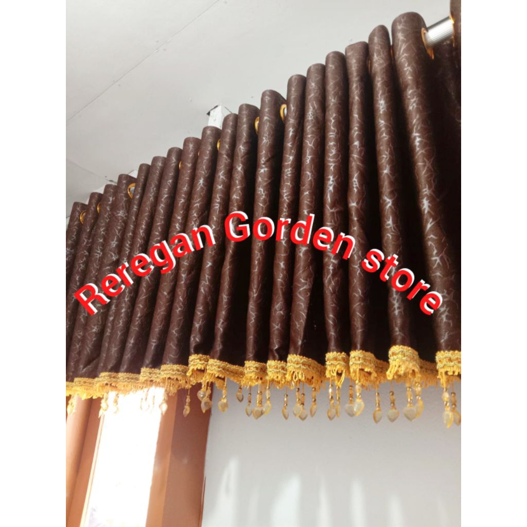 gorden poni/poni gorden atas pintu poni gorden rumbai manik manik bahan embos model ring smokring te