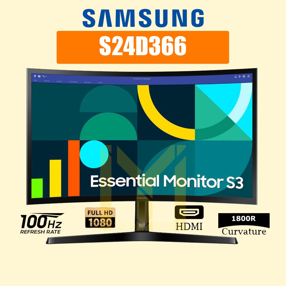 Monitor Samsung Curve 24" S24D366 FHD 100Hz HDMI 4ms /Layar Lengkung /LED Curved 24 Inch LS24D366