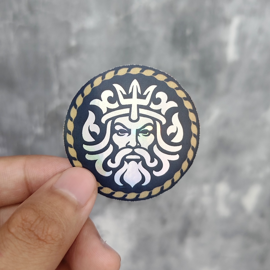 

Sticker hologram Poseidon Coin Shape Logo Greek Mythology Untuk hp laptop motor helm dll