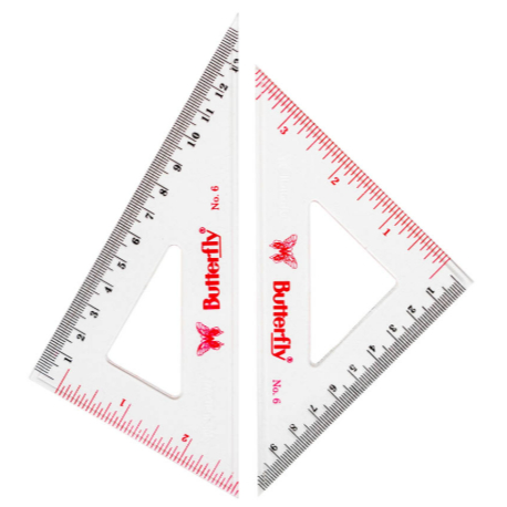 

Penggaris Segitiga No 6 Transparan 13cm dan 10cm Butterfly (J6)