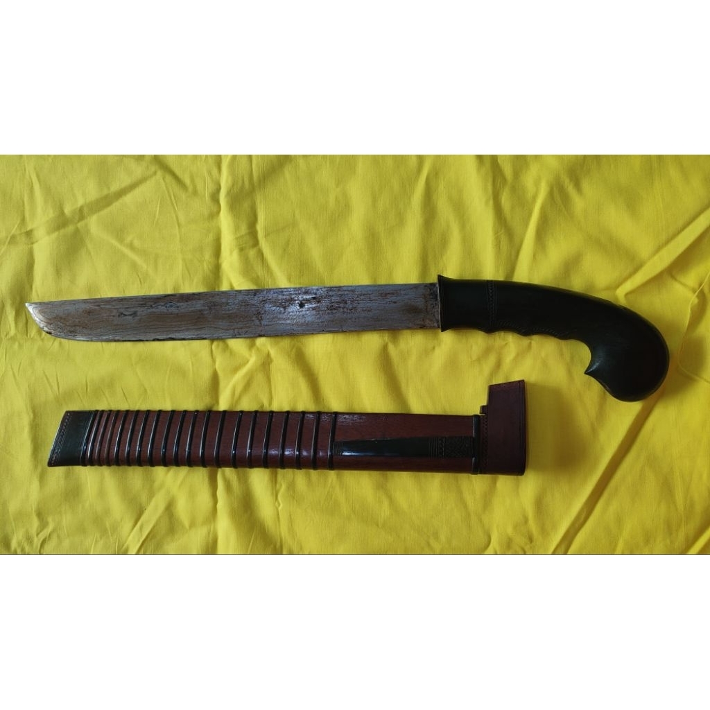 Barang Antik Golok Baduy Asli Baduy Luar Besi Sulangkar berLapis dan bertua, sudah dikaramaskan