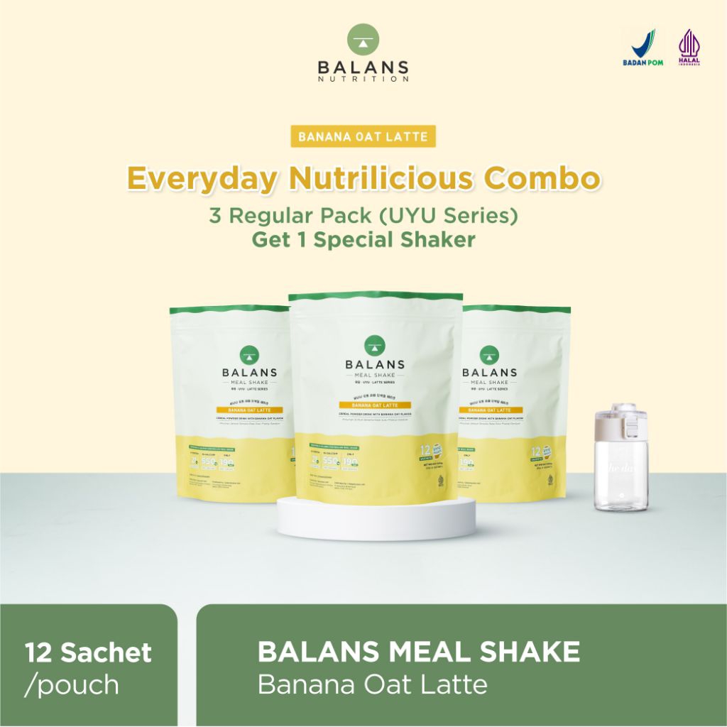

READYSTOCK | Balans Daily Nutritious Meal Package | 3 Regular Pouch Meal Shake UYU Series Free Shaker