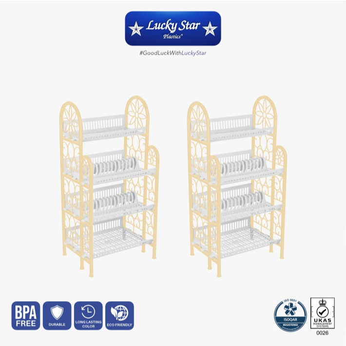 Lucky Star - RAK PIRING PLASTIK / RAK PIRING MASTRO SUSUN 4 PUTIH CREAM