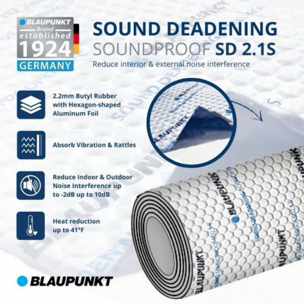 Blaupunkt Germany Butyl Rubber Aluminium Foil Sound Damping / Deadening / Peredam Kedap Suara Audio 