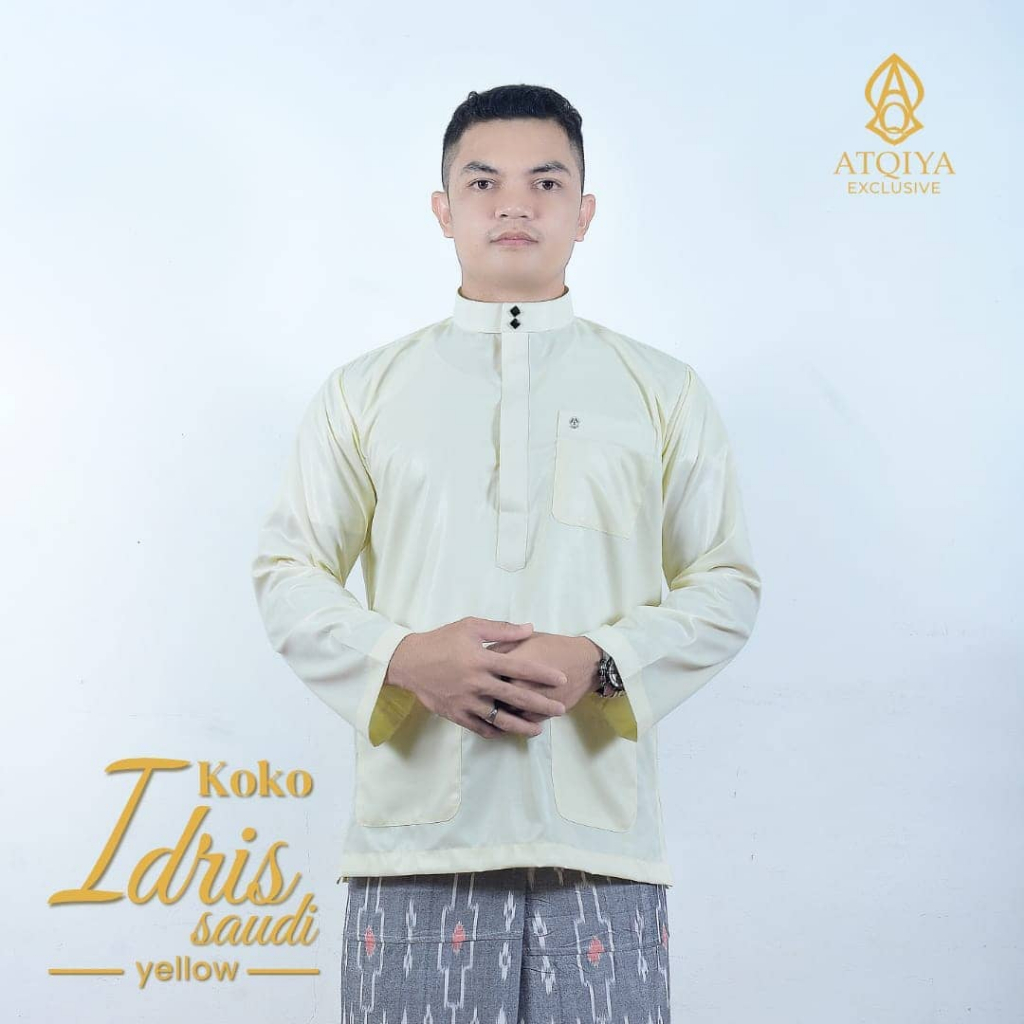 Baju Koko Pria Idris ATQIYA Saudi Premium Polos Modern Muslim Exclusive