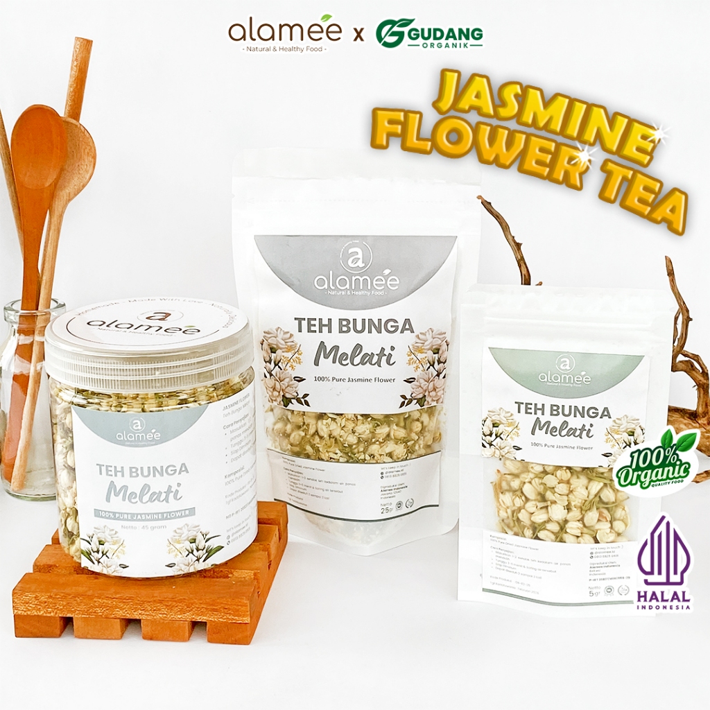 

alamee teh bunga jasmine menawarkan rasa lembut dan aroma harum yang membuat rileks herbal alami