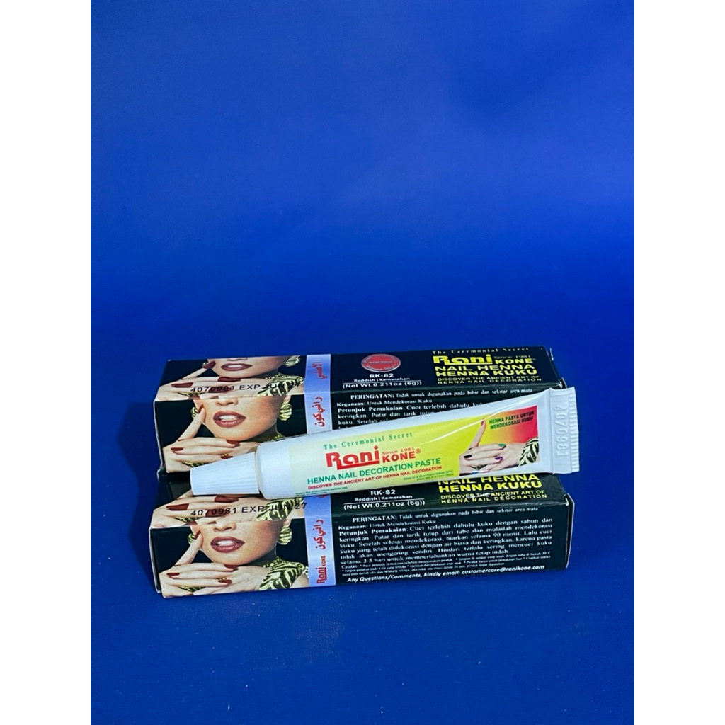 HENNA HERBAL RANI KONE 30gr MERAH, Kutek Halal Pasta/Nail Decoration