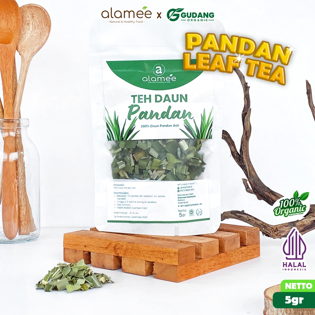 

alamee teh bunga pandan dengan aroma wangi dan rasa khas dalam setiap cangkir 5 gram yang alami