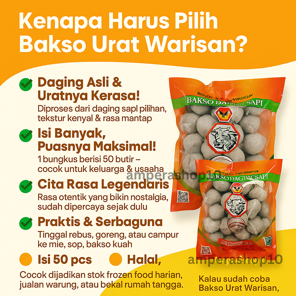 

Bakso Warisan AB isi 50 Reguler dan Urat