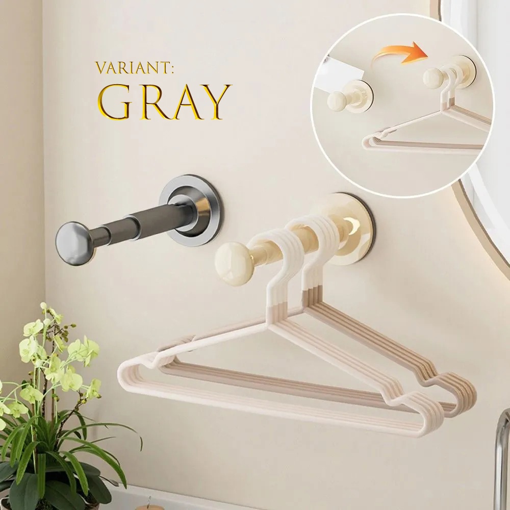 Tiang Gorden Fleksibel Tiang Jemuran Baju Portable Tanpa Paku